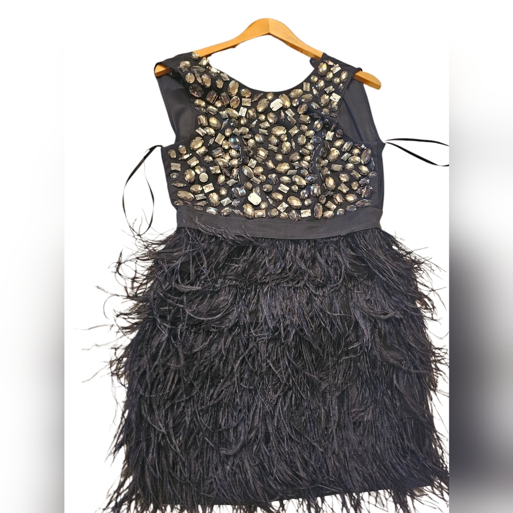 BEBE Rhinestone Feather Dress - Picture 3 of 8